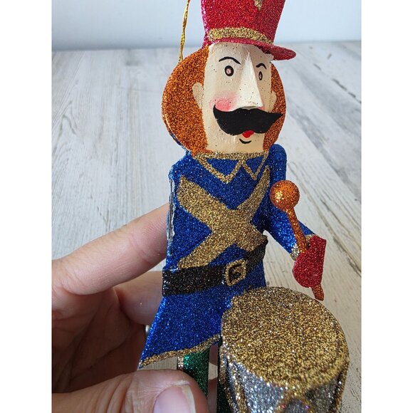 Glitter nutcracker ornament soldier AS IS Xmas tree soldier - Picture 5 of 8